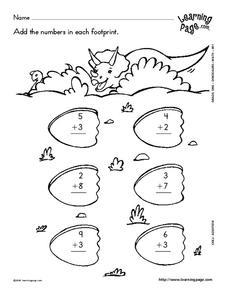 dinosaur addition worksheet 